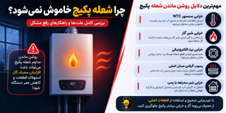 علت روشن ماندن شعله پکیج | بررسی کامل علت‌ها، روش عیب‌یابی و راه‌حل